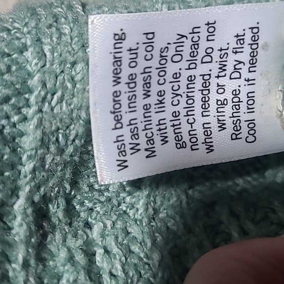 SO Striped Cable Knit Cropped Turtleneck Sweater | Green White | XS - Picture 8 of 10